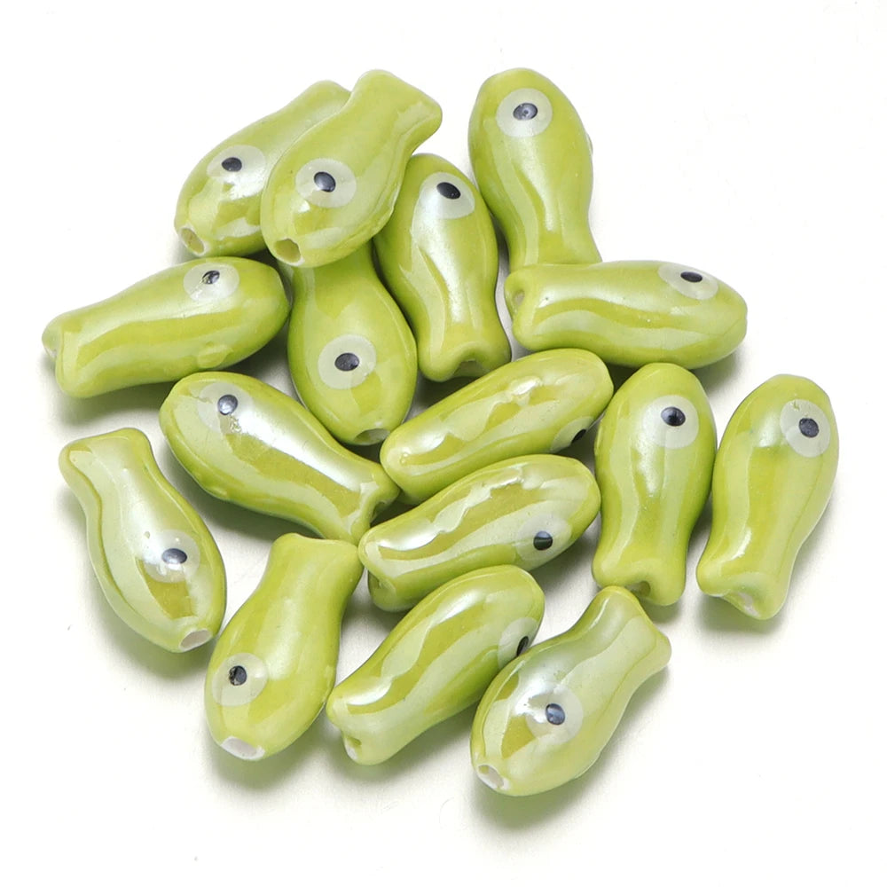 10pcs/lot Retro Small Fish Ceramic Beads Cute Porcelain Loose Spacer Beads For DIY Jewelry Making Necklace Bracelets Accessor