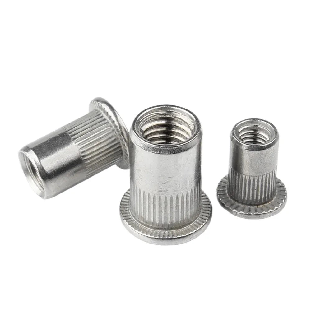 M3 M4 M5 M6 M8 M10 304 Stainless Steel Rivnut Flat Head Threaded Nut Vertical Stripe Rivets Insert Nutsert Cap Rivet Nuts