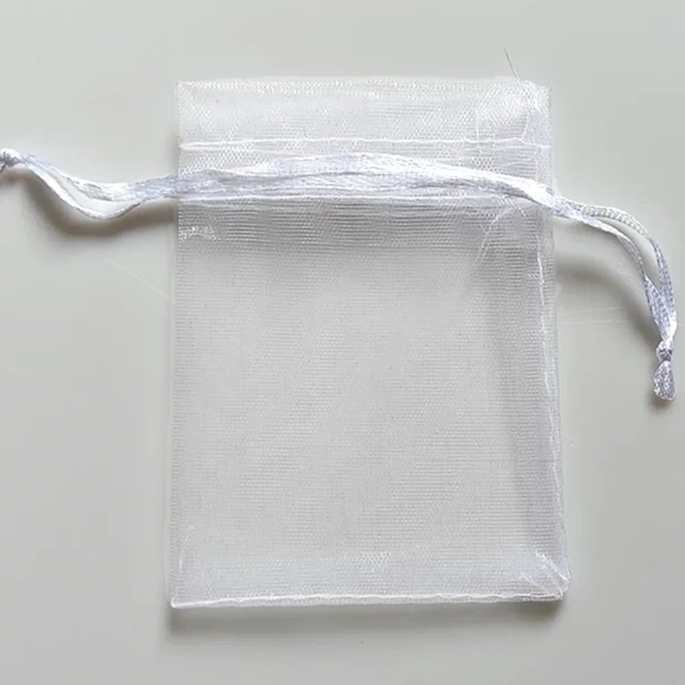 25/50/100pcs Organza Gift Bag Multicolor Drawstring Pouches For Candy Jewelry Bag Packing Wedding Gift Bags Organza Bag - Whi
