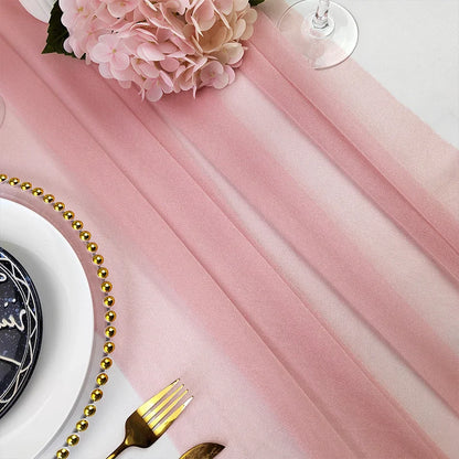Chiffon Table Runner Sheer Fabric Silk for Boho Sheer Fabric Wedding Arch Overlay Draping Decoration Birthday Party Table Dec