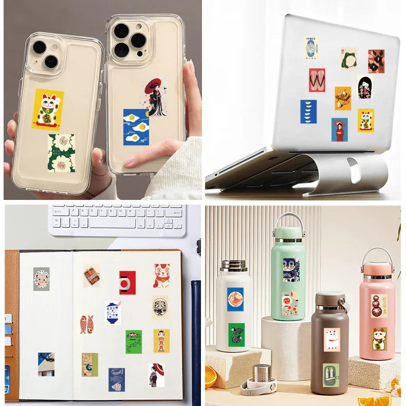 50pcs Cartoon Japanese Style Poster Stickers Refrigerator Phone Case Skateboard Computer Laptop Waterproof Decorative Sticker
