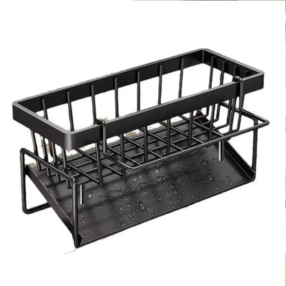Kitchen Sponge Holder Drain Rack Sink Organizer for Dish Cloth Scrubber Storage with Hanging Hook
