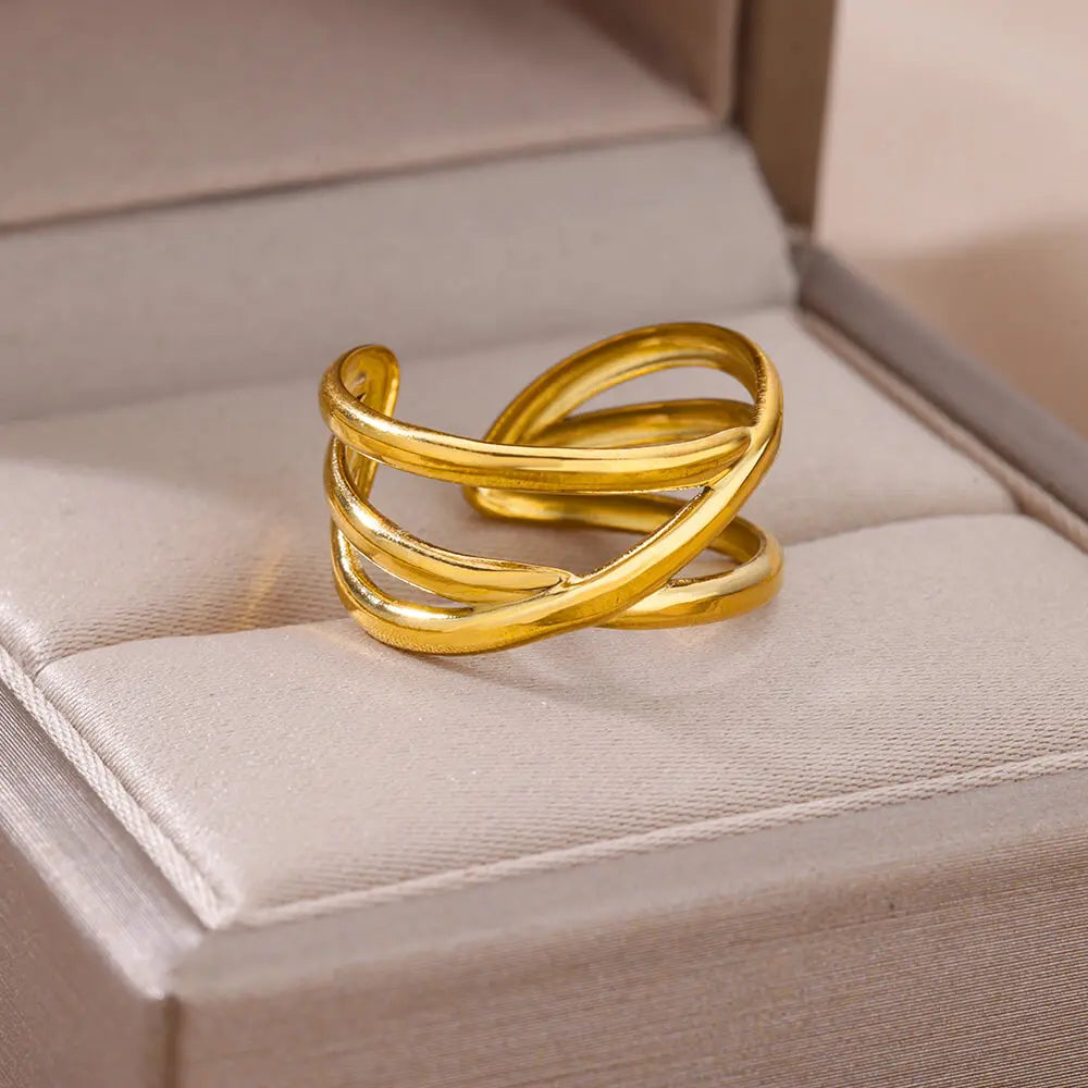 316L Stainless Steel Rings for Women Gold Color Never Fade Luxury Classic rings wedding couple rings Jewelry - 5