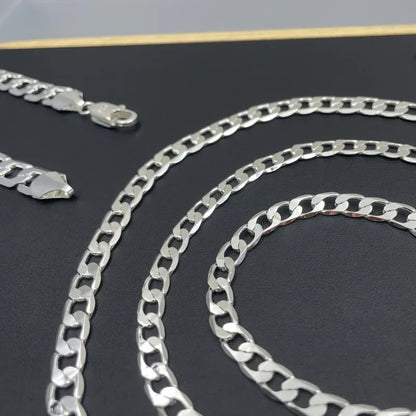 Men's 925 Sterling Silver Necklace 2/4/6/8/10/12MM 40-75cm Face Chain Necklace Lobster Clasp Men Women Engagement Jewelry Gif