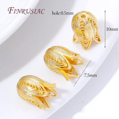 18K Gold Plated Brass Bead Caps,Tassel End Caps For Jewelry Making Findings,DIY Necklaces&Bracelets Accessories