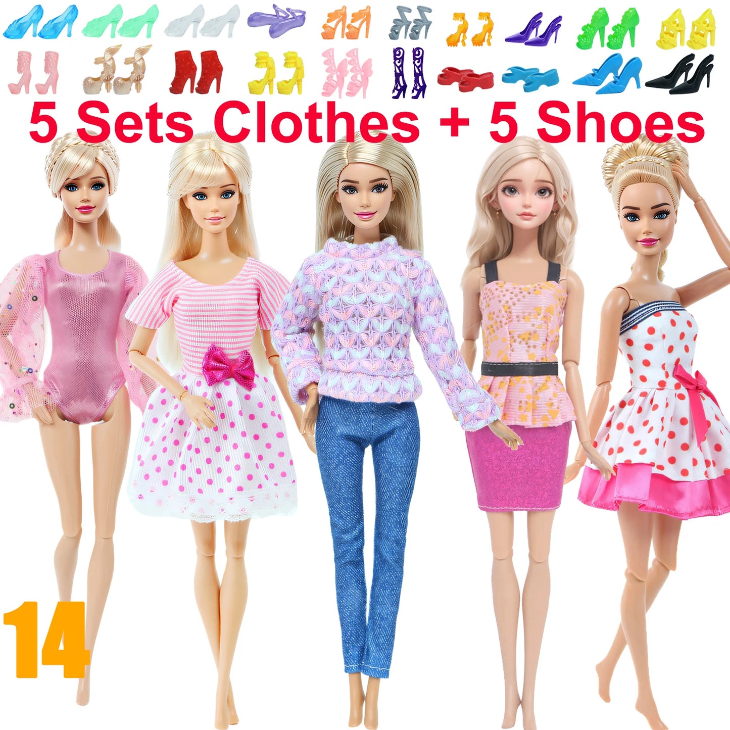 10 Pcs/Set Fashion Outfits 30cm Doll Shirt Pants Dress Shoes 11.5 Inch Doll Clothes Dollhouse 11.8" 1/6 Doll Accessories Toy