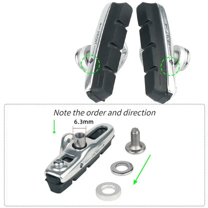 A Pair 55MM Brake Pads for Road Bikes with Metal Rings C-brake Pads Replaceable Brake Blocks Aluminium Alloy Block Bicycle Pa