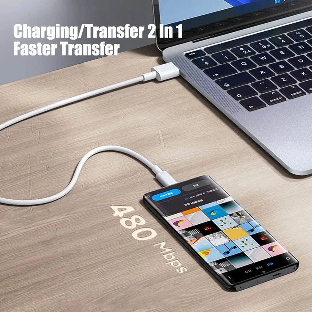 PD 60W USB C to USB Type C Cable Fast Charge Data Cable For Iphone 15 15Pro Huawei Samsung Xiaomi Data Line Black White 1M 2M