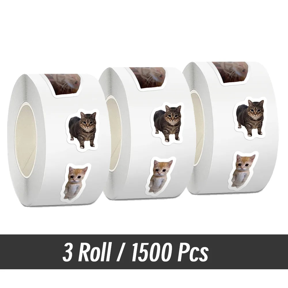 500pcs/roll Cartoon Meme Cat Stickers For School Reward Stickers Classroom Decoration Encouragement Sticker For Student Teach