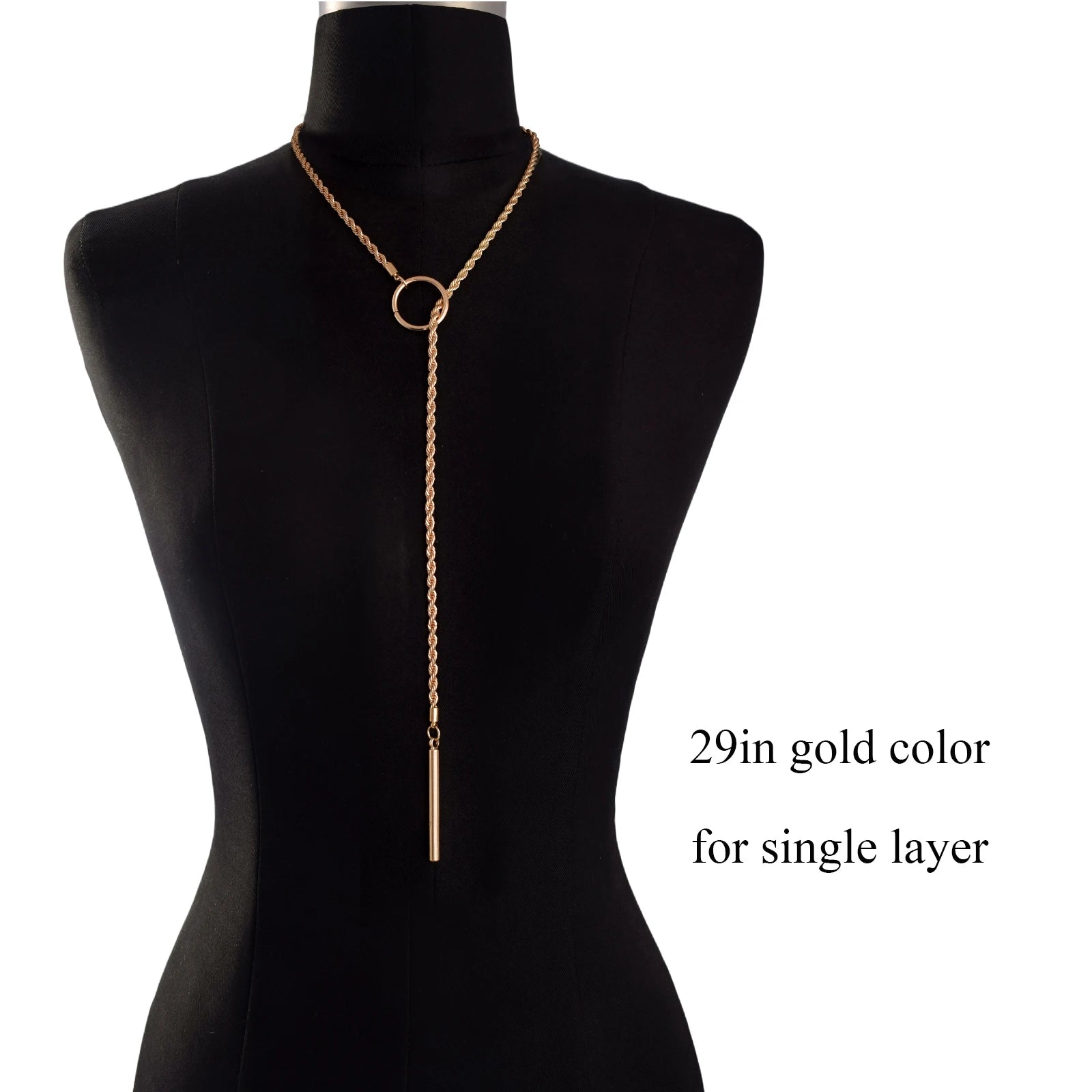 Minimalist Bar Lariat Necklace Twist Wrap Slip Chain Choker Toggle Necklace Layering Statement Goth Punk Jewelry