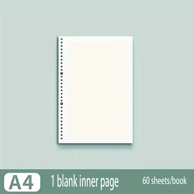 60 Sheets Notebook Refill Notepad Loose Leaf Binder Paper A4/ B5/A5 Blank/Grid/Lined Notebooks Writing Pads Office School - A