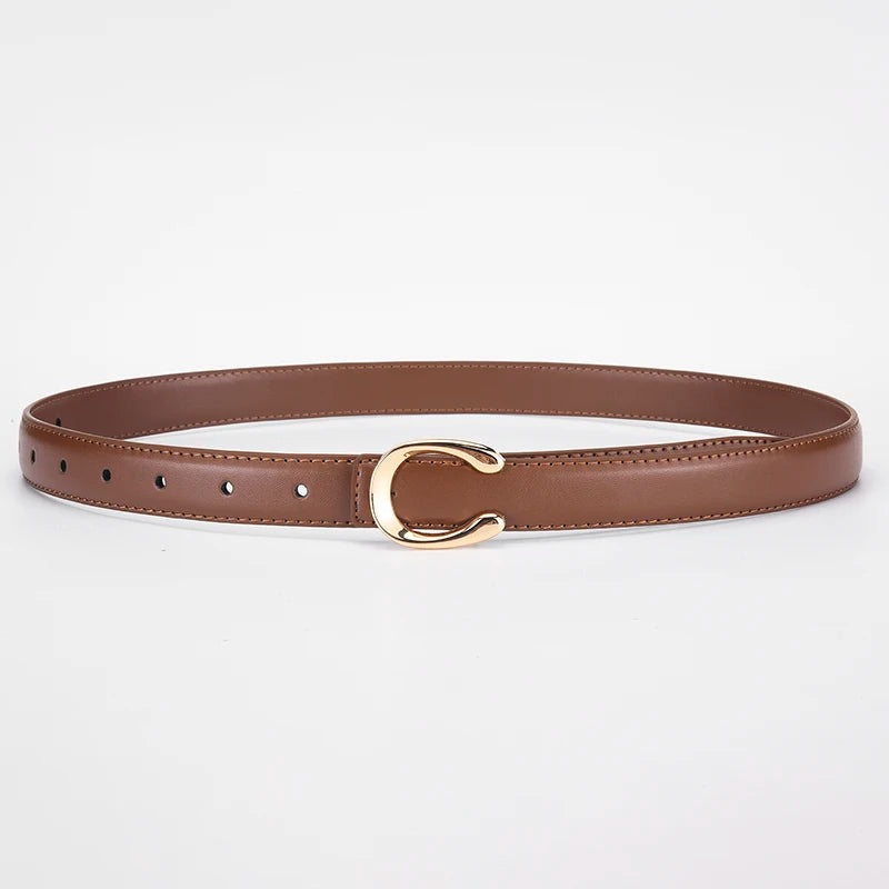 Women's Fashionable Belt C-shaped Buckle Smooth Buckle Temperament Double-sided Gift For Mother Using Belt