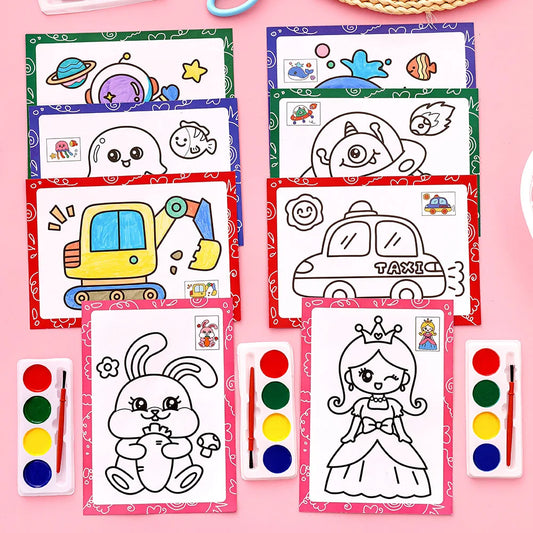 Watercolor Painting Set for Kids Educational Coloring Kit with Brushes Palette Preschool Art Supplies DIY Creative Drawing Gi