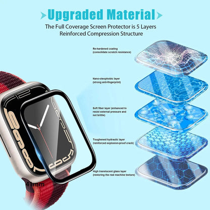 Screen Protector for Apple Watch Series 7 8 9 45mm 44mm 40mm iWatch 6 SE 5 4 3 42mm 38mm 41mm Soft Glass Apple Watch Accessor