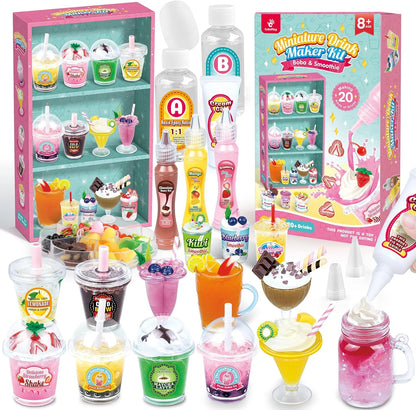 Miniature Drink Marker Kit, Miniature Food Toys, Kitchen Pretend Food DIY Crafts Kits for Kids Ages 8-12, Girls Gift for