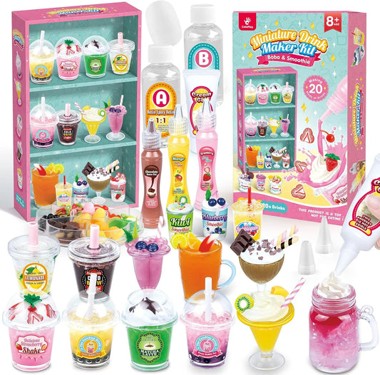 Miniature Drink Marker Kit, Miniature Food Toys, Kitchen Pretend Food DIY Crafts Kits for Kids Ages 8-12, Girls Gift for