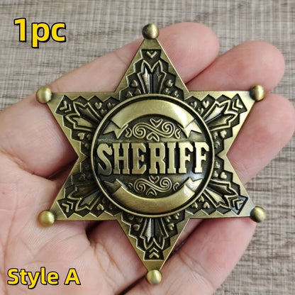 Vintage Western 1pc Metal Sheriff Badge|Premium Metallic Finish | Ideal for Themed Parties,Festivals & Cowboy Outfit Accessor