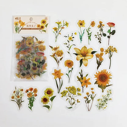 40pcs/bag Vintage Ginkgo leaves flowers PET sticker package DIY diary decoration sticker album scrapbooking - L