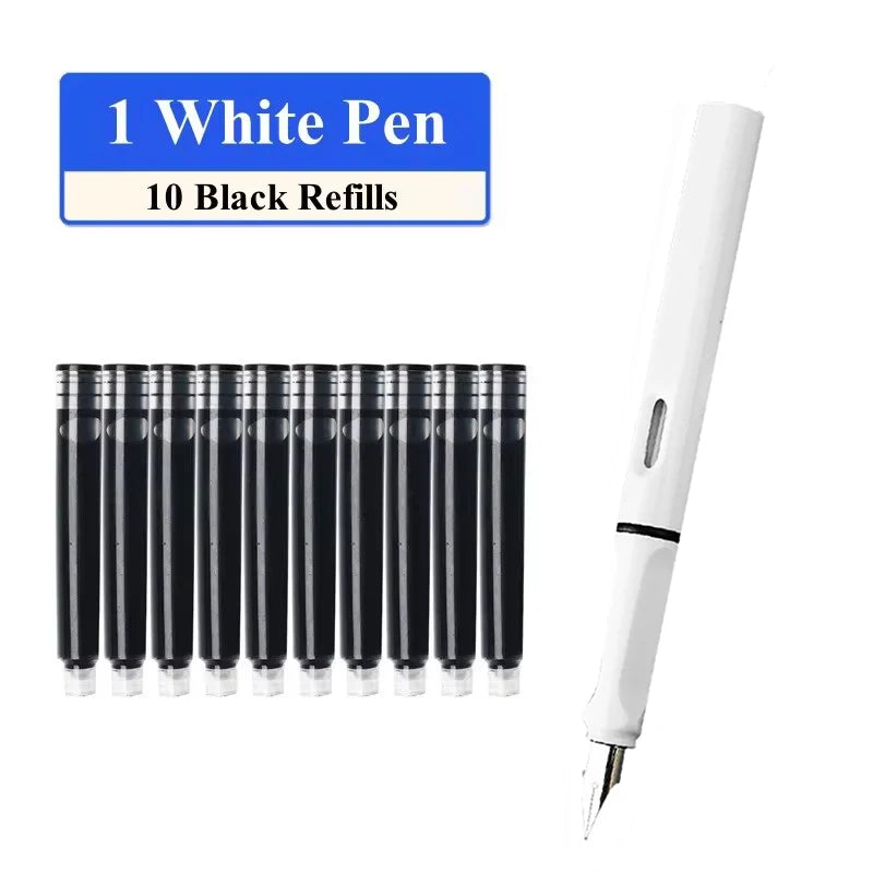 Fountain Pen Set Replaceable Ink Refill Calligraphy Multifunction Pens For Writing 0.38mm Office School Stationery Supplies -