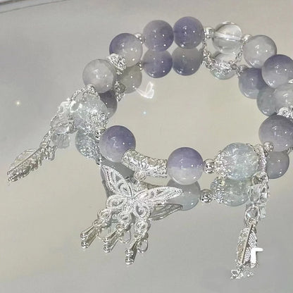 New Simple Beads Crystal Bracelet For Women Girls Korean ins Flower Fox Feather Tassel Bracelets Best Friend Jewelry Gifts 20