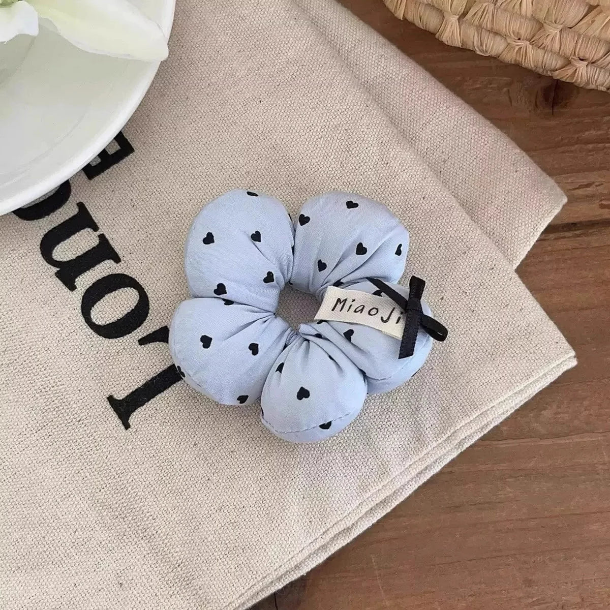 1PC Cute Flower - Shaped Hair Scrunchies for Kids, Heart - Printed Elastic Hair Ties, Sweet Hair Accessories for Girls