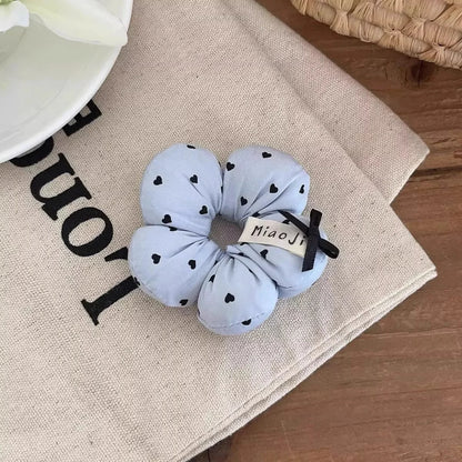 1PC Cute Flower - Shaped Hair Scrunchies for Kids, Heart - Printed Elastic Hair Ties, Sweet Hair Accessories for Girls