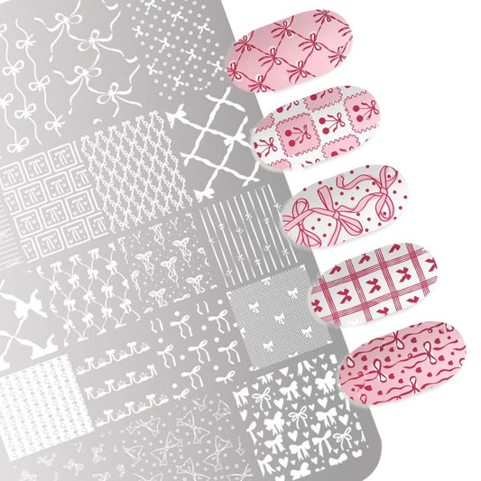 Bowknot Patterns Nail Stamping Plates 14.5*9.5cm Template Stencils Nail Art Stamper Kawaii Bow Image Plate Manicure Tools