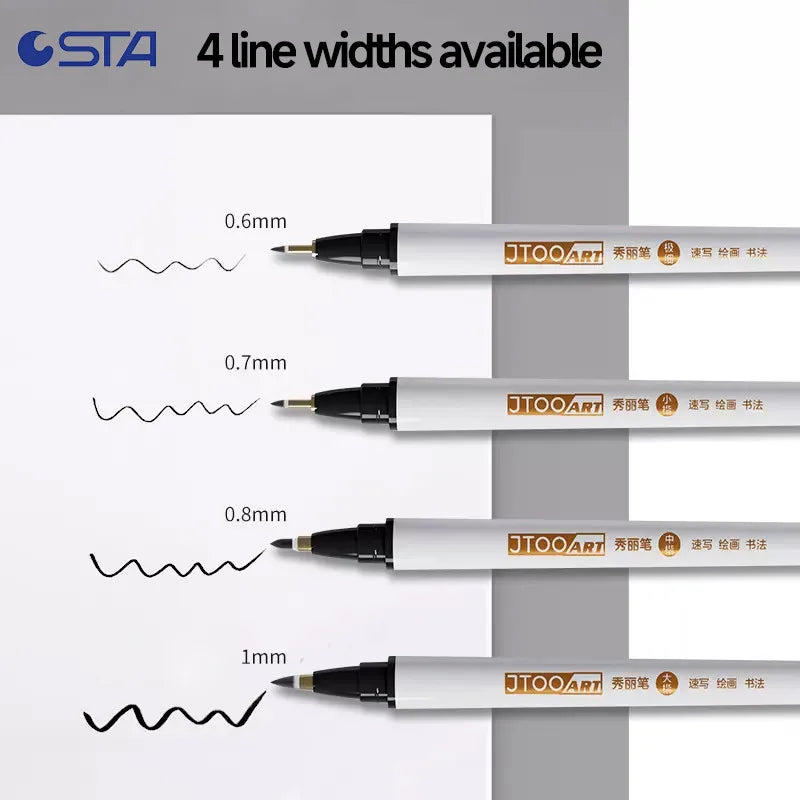 4pcs/set Waterproof Calligraphy Pen Soft Brush Sketching Lettering Writing Drawing Art Supplies School Stationer 3751
