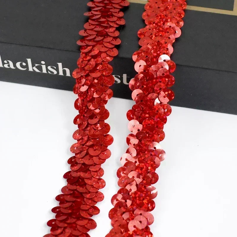 2-20M 2cm Sequin Lace Fabric Elastic Band for Dance Dress Decor Laces Trims Stetch Tape Clothing Trimming Ribbon DIY Accessor