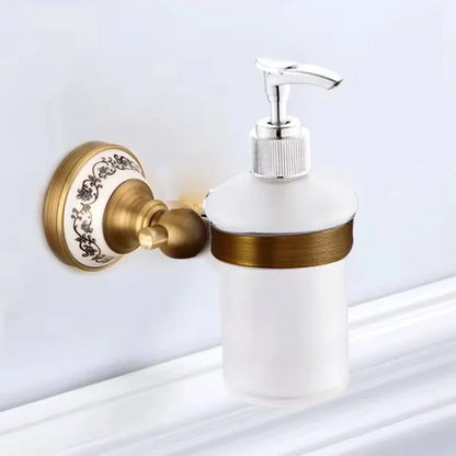 Antique Brushed Solid Brass Bathroom Accessories Sets European Porcelain Bathroom Hardware Sets Ceramic Retro Bathroom Produc