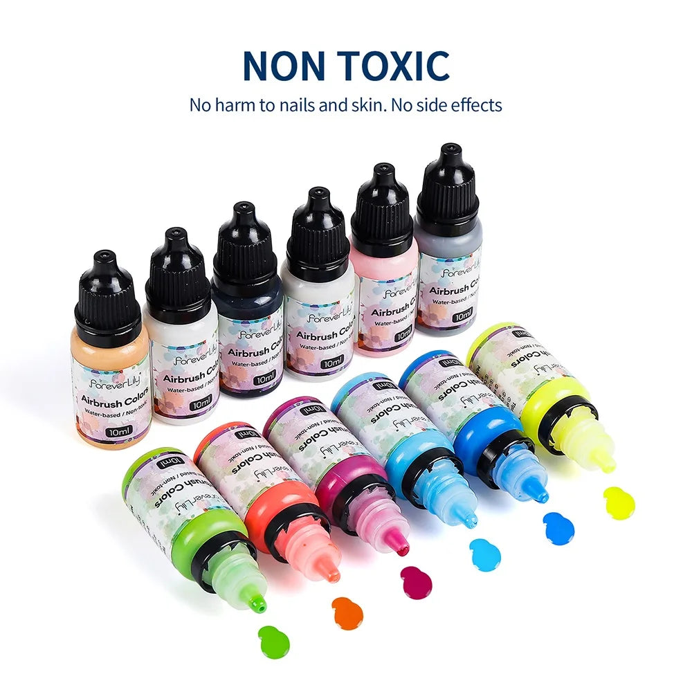 12pcs Nail Polish Paint Airbrush Nail Ink Use For Airbrush Spray Gun Color Painting Stencil Making Hollow Pattern Nail Art To