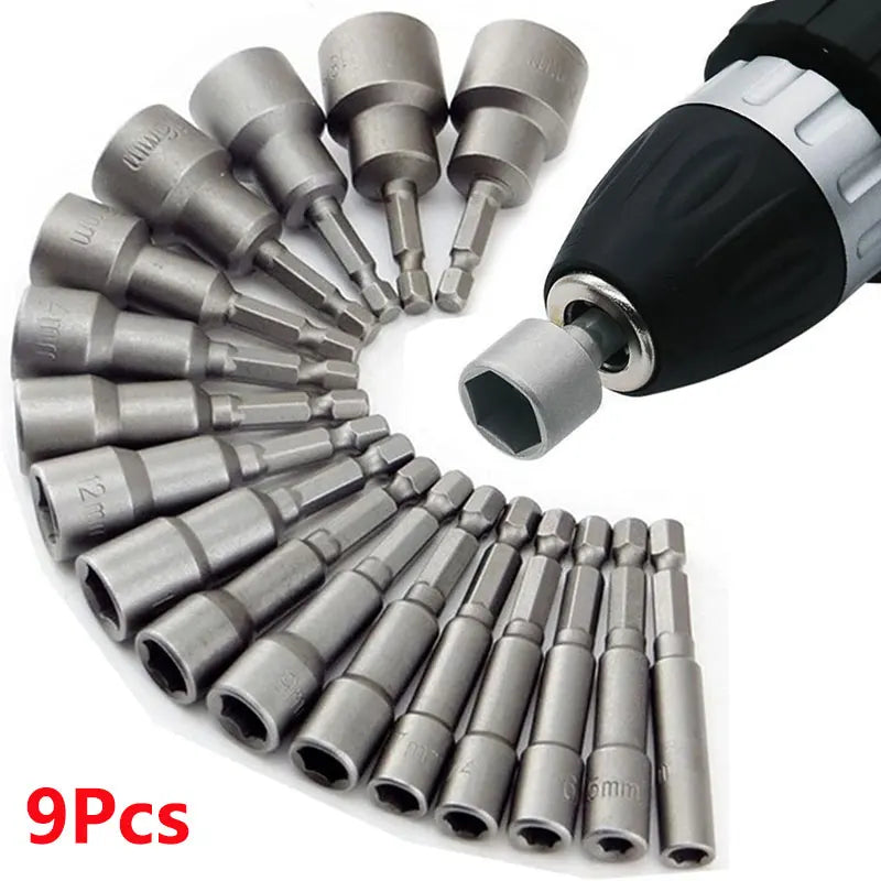 9pcs/set 5mm-13mm Hex Sockets Sleeve Nozzles Nut Driver Set Screwdriver Set Schroevendraaier Set Bits Sets Tools Socket Wrenc