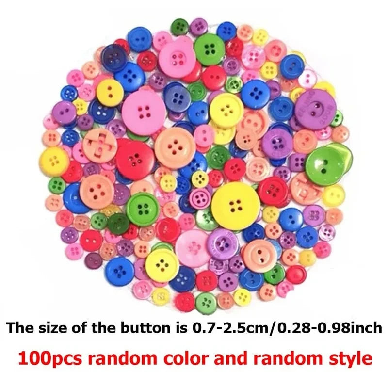 100PCS Colorful Mixed Resin Buttons Rotundity Household Handmade DIY Sewing Supplies Clothing Accessories Material Bags TMZ