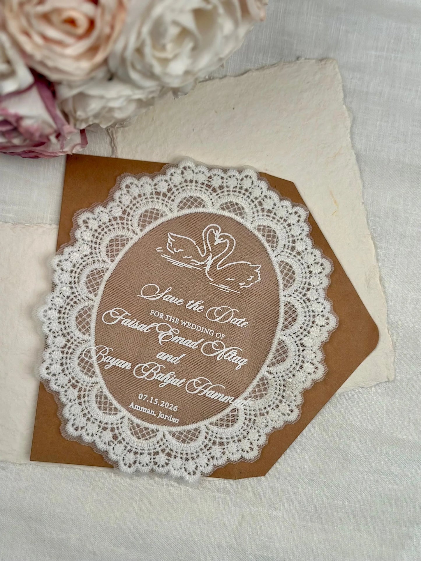 Custom Oval Lace Invitation Card Personalized Vintage Wedding Invites Elegant Party Dinner Invitation Wedding Table Decor