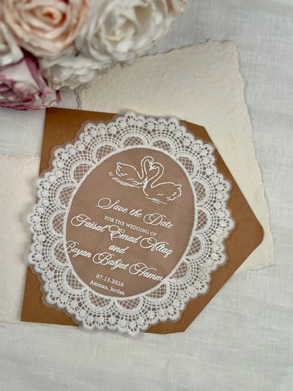 Custom Oval Lace Invitation Card Personalized Vintage Wedding Invites Elegant Party Dinner Invitation Wedding Table Decor