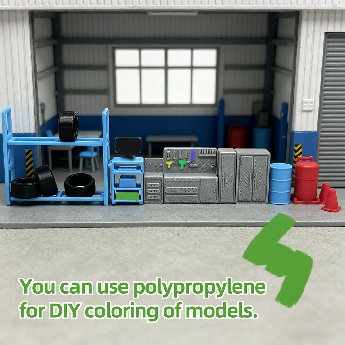1/64 Scale Garage Diorama, Mini Auto Repair Workshop Scene Model, DIY Desktop Display Decoration, Hobby Craft Accessories