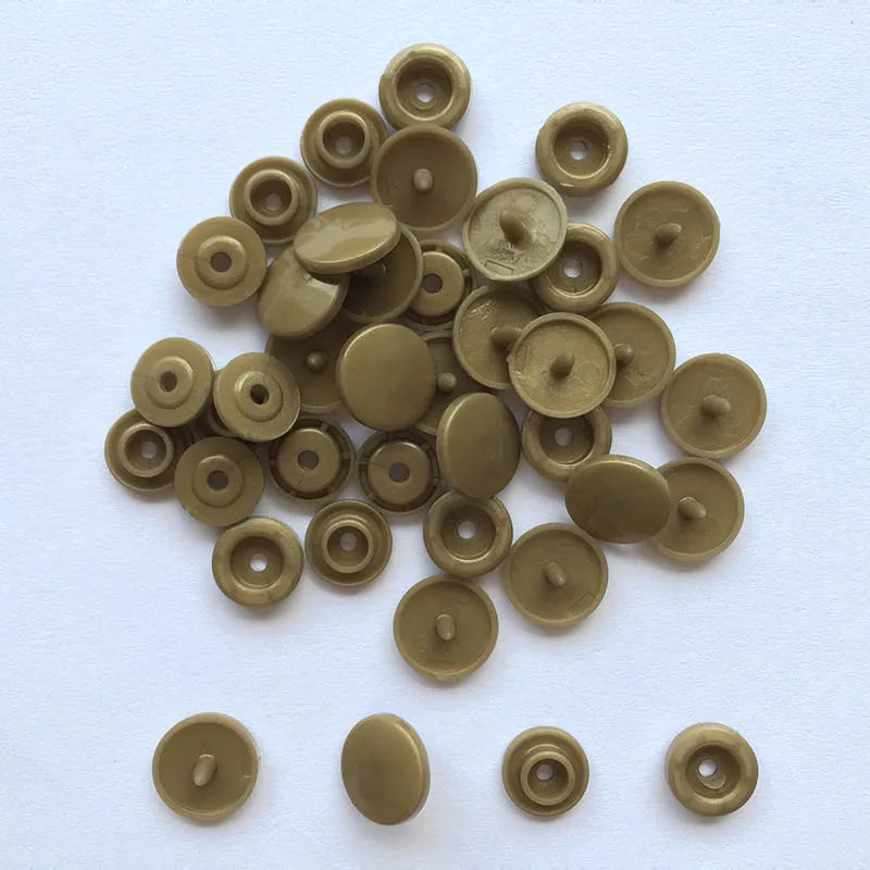 50 Sets Round Snaps Buttons For Bib T5 Plastic Press Button Fastener Snap For Clothes Accessories DIY Crafts 24Colors - brown
