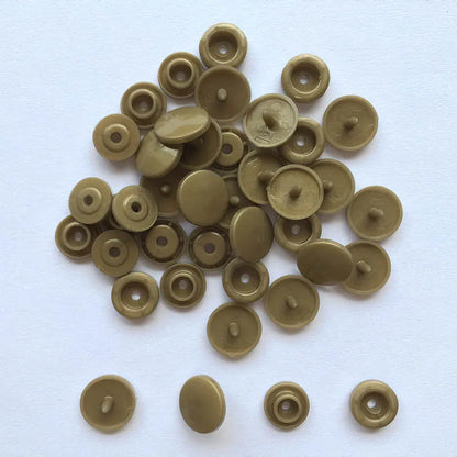 50 Sets Round Snaps Buttons For Bib T5 Plastic Press Button Fastener Snap For Clothes Accessories DIY Crafts 24Colors - brown