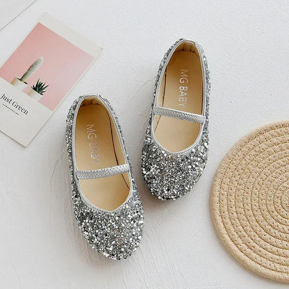 2026 Spring 1 to 12 years old girls dress shoes Beauty Pointed Toe Teen Girl Leather Shoes Bling Princess Wedding Shoes F1213