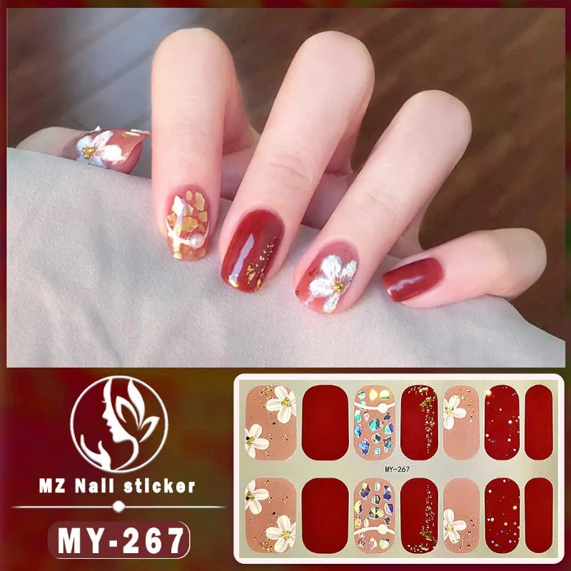 Nail Sticker Full Cover Waterproof Nail Art Manicure Decoration Sweet DIY Nail Decail Rhinestones Self Adhesive Manicure INS 