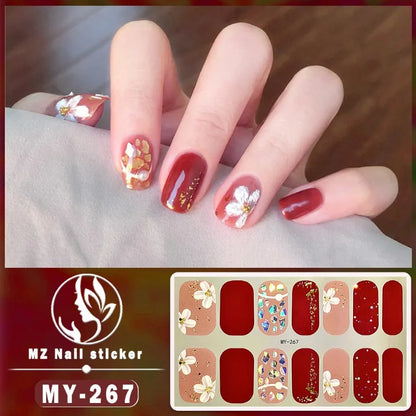 Nail Sticker Full Cover Waterproof Nail Art Manicure Decoration Sweet DIY Nail Decail Rhinestones Self Adhesive Manicure INS 