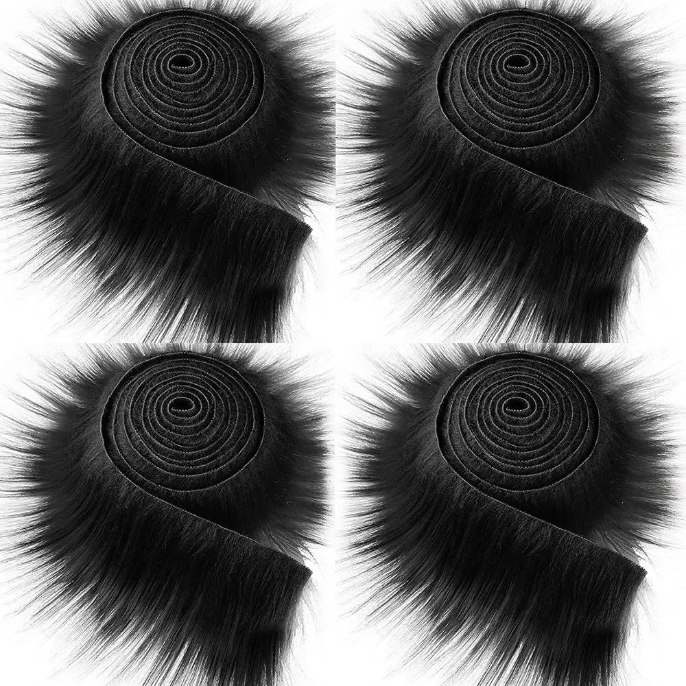 Handmade Soft Fluffy Trimming Apparel Sewing Faux Fur Ribbon Tapes Trim Fabric Roll Plush Fur Stripe Long Plush Fur Fabric - 
