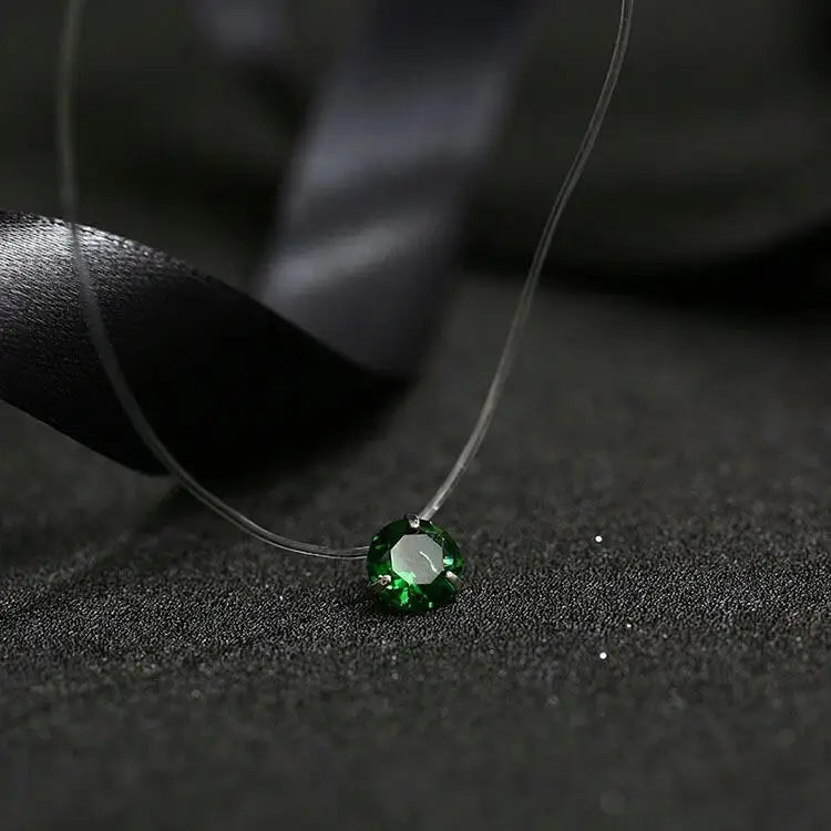 Fashion Shiny Crystal Necklace Zircon Pendant Transparent Fishing Line Invisible Ladies Necklace Jewelry Clavicle Chain Chock