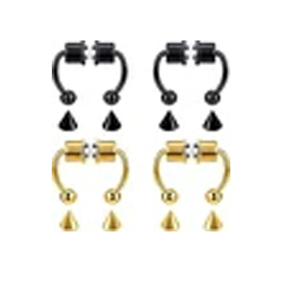 Women Fake Piercing Nose Ring Hoop Septum Non Piercing Nose Clip Rock HipHoop Stainless Steel Magnet Fashion Punk Body Jewelr