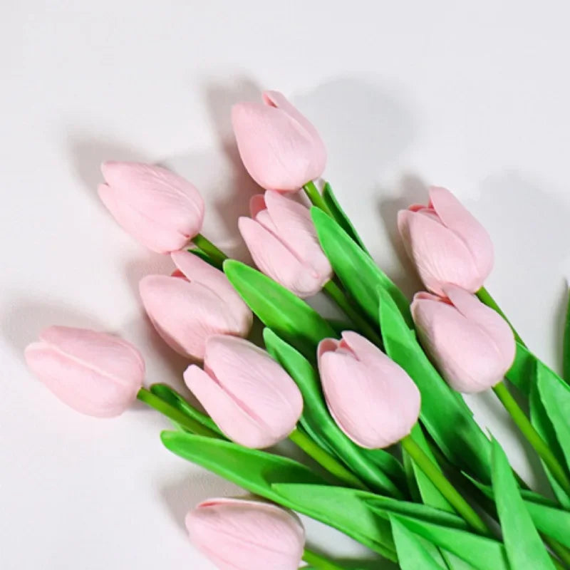 1/3/5PCS Tulips Artificial Flowers Real Touch Flowers Tulip Bouquet Decor Fake Tulips Flower for Home Wedding Decorations - C