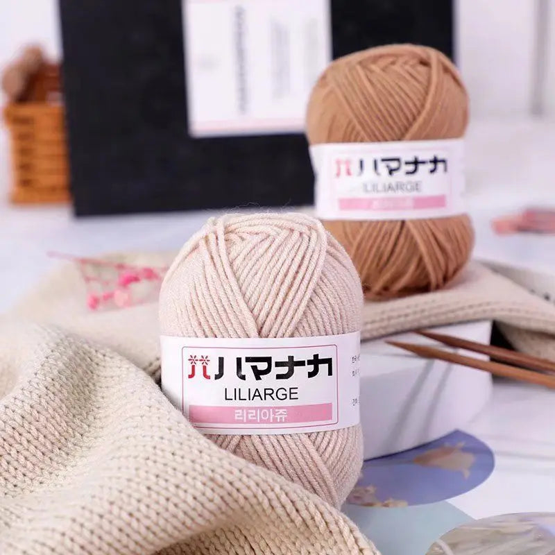 25G Milk Sweet Soft Baby Cotton Knitting Wool Thick Fiber Yarn Velvet Hand Threads for Knitting Wool Crochet Yarn for DIY Swe