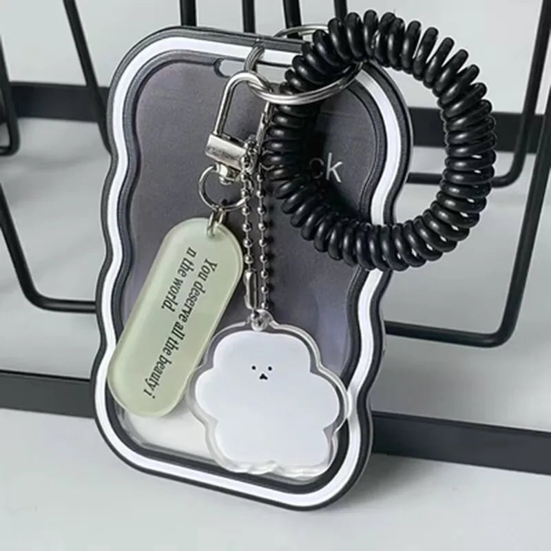 Creative Design Kpop Photocard Holder Transparent Card Holder Keychain Photo Sleeves Bus Card Student Card Case Photo Protect
