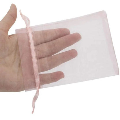 50pcs Pink Organza Drawstring Jewelry Small Bag for Earring Favor Wrapping Packing Pouch Packaging Wedding Businesses Organiz