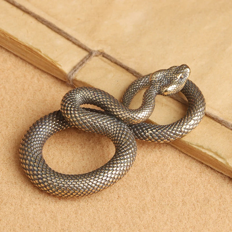 Home Decoration, Retro Copper Snake Ornament, Antique Animal Figurines, Unique Desk Decor, Vintage Home Accessories, Miniatur