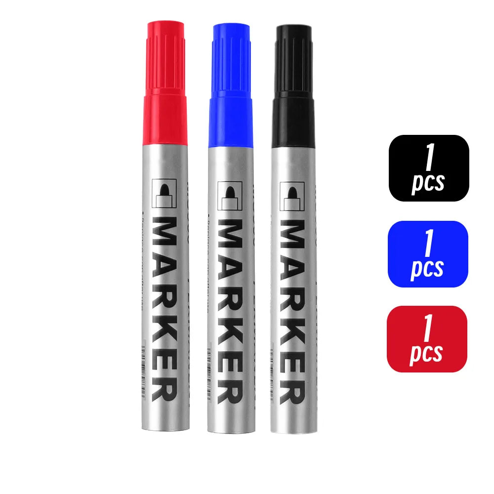 Permanent Paint Marker Pen Waterproof Black Pen for Tyre Oily Markers Quick Drying Signature Pen Stationery Supplies - 1red 1